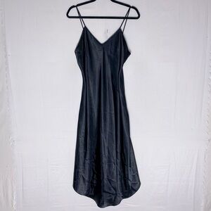 Vintage Angelique Black Satin Slip Dress Sleep Dress Lingerie M